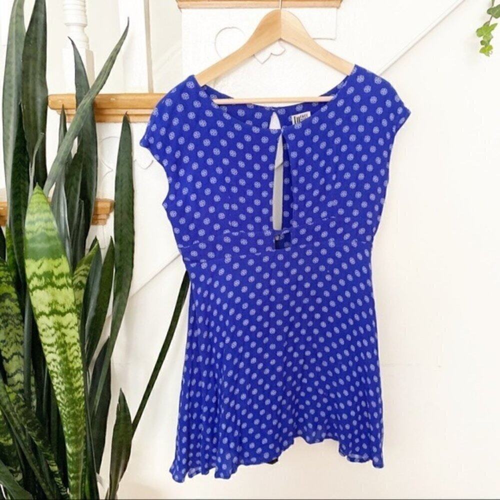 Free people floral navy blue mini dress sz S